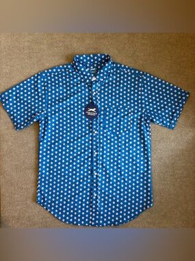 ChalkTalk Sports NWT Men’s Sz Large Pop Fly Blue Baseball Button Down